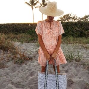 Chic Orange Geometric Mini Dress